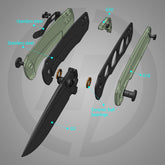 G061 Folding Knife ( 2.91''+D2+G10 )- Liner LOCK-THUMB STUD-OLITANS